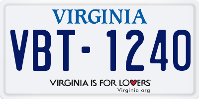 VA license plate VBT1240