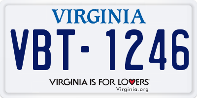 VA license plate VBT1246