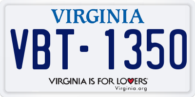 VA license plate VBT1350