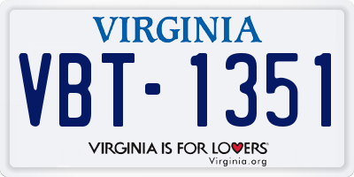VA license plate VBT1351