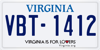 VA license plate VBT1412