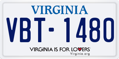 VA license plate VBT1480