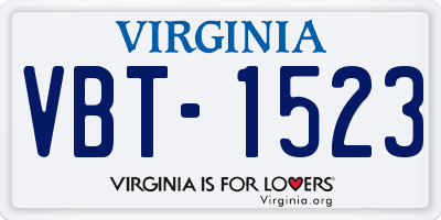 VA license plate VBT1523