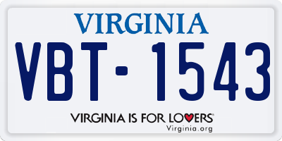 VA license plate VBT1543