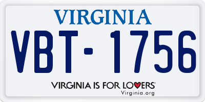 VA license plate VBT1756