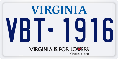 VA license plate VBT1916