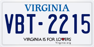 VA license plate VBT2215