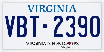 VA license plate VBT2390