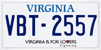 VA license plate VBT2557
