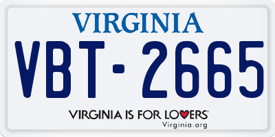 VA license plate VBT2665
