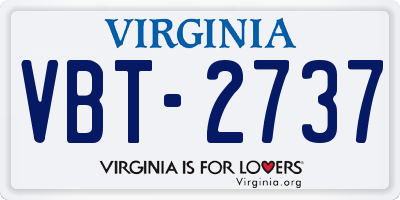VA license plate VBT2737