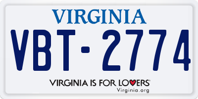 VA license plate VBT2774