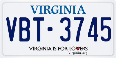 VA license plate VBT3745