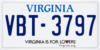 VA license plate VBT3797