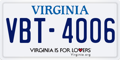 VA license plate VBT4006