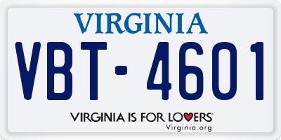 VA license plate VBT4601