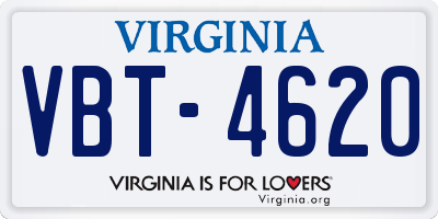 VA license plate VBT4620