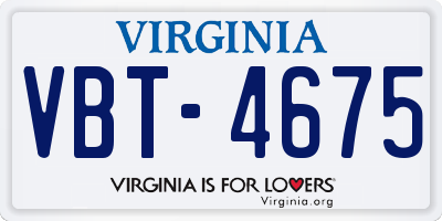 VA license plate VBT4675