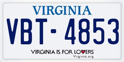 VA license plate VBT4853