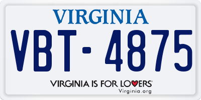 VA license plate VBT4875