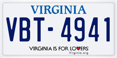 VA license plate VBT4941