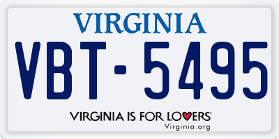VA license plate VBT5495