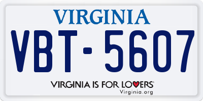 VA license plate VBT5607