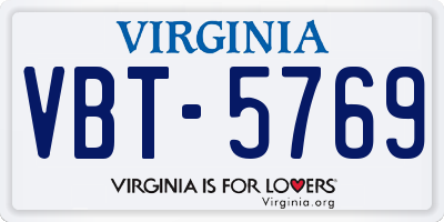 VA license plate VBT5769