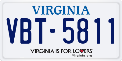 VA license plate VBT5811