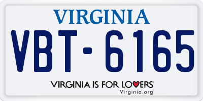 VA license plate VBT6165