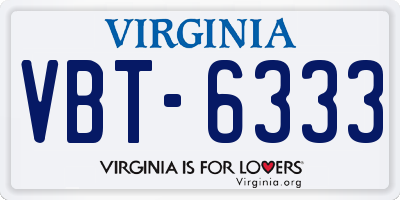 VA license plate VBT6333