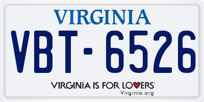 VA license plate VBT6526