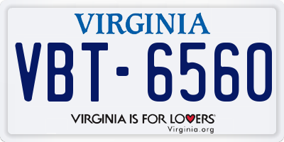 VA license plate VBT6560