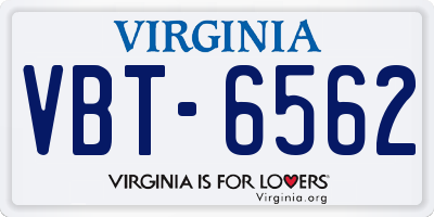 VA license plate VBT6562