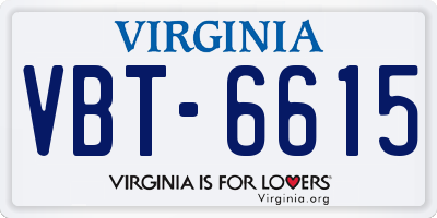 VA license plate VBT6615