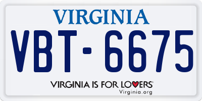 VA license plate VBT6675