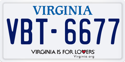VA license plate VBT6677