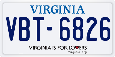 VA license plate VBT6826