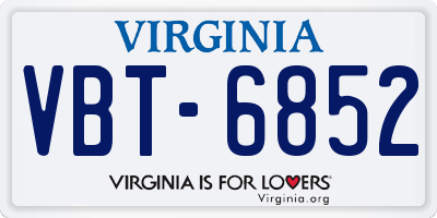 VA license plate VBT6852