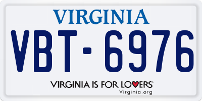 VA license plate VBT6976