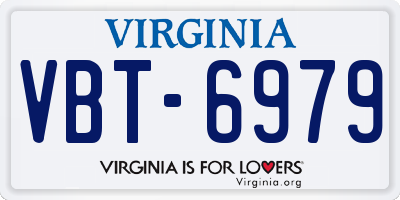 VA license plate VBT6979