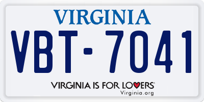 VA license plate VBT7041