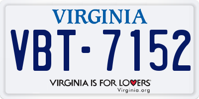 VA license plate VBT7152