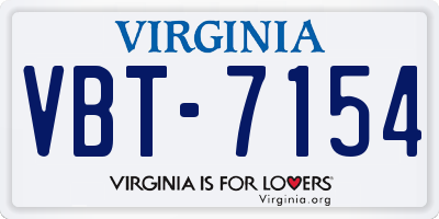 VA license plate VBT7154