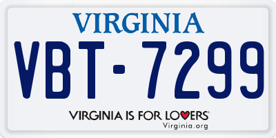 VA license plate VBT7299