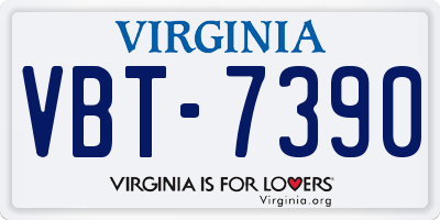 VA license plate VBT7390