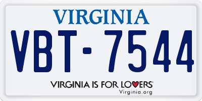 VA license plate VBT7544