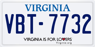 VA license plate VBT7732