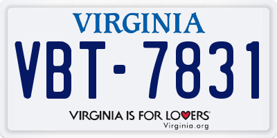 VA license plate VBT7831