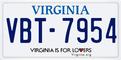 VA license plate VBT7954